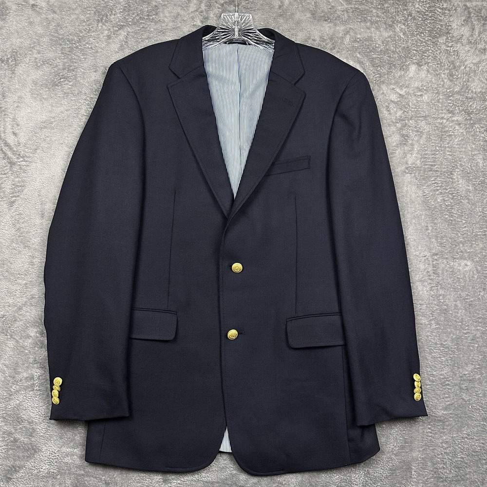 Tommy Hilfiger Blazer Men's 40R Navy Blue Gold Crest Buttons Classic Preppy EUC - Picture 4 of 16